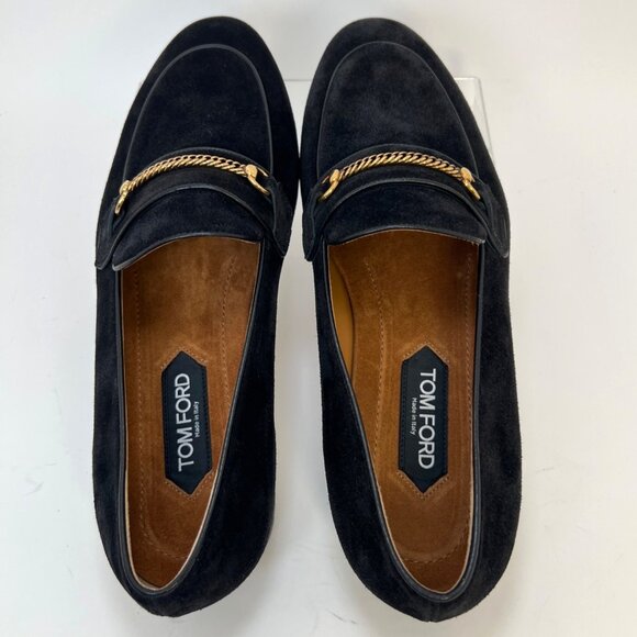 Tom Ford Black Liam Penny Loafer Men Black Suede Dress Shoes Size 12 main image 12